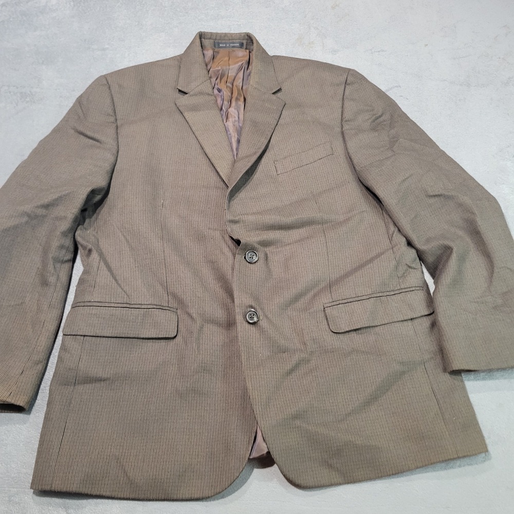Chaps Blazer Mens 44R Brown Micro Check Plaid 2 Button Sport Coat Professional